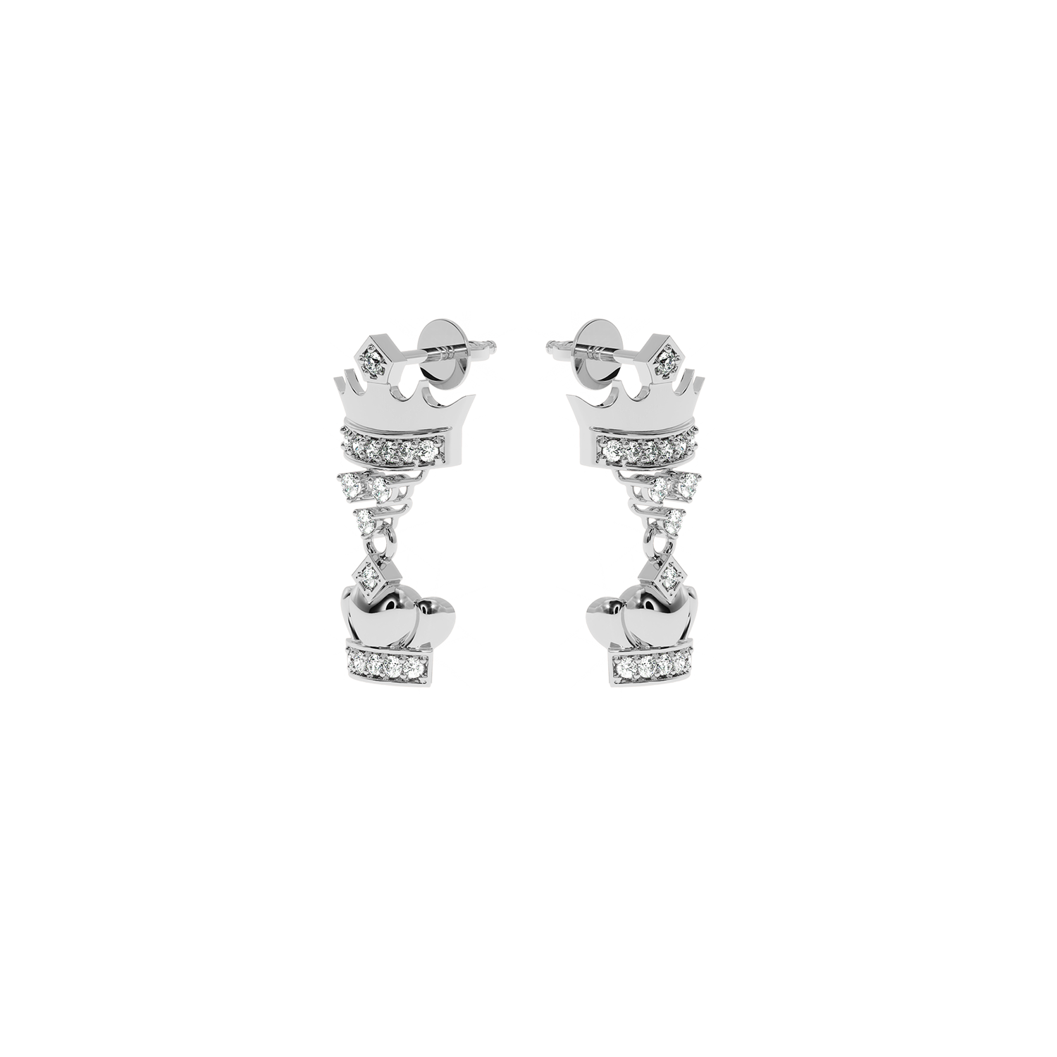 Luxury 0.18ct Lab Diamond Crown Heart Earrings